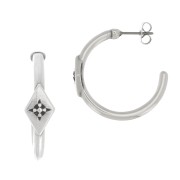 Créoles avec losange et petite étoile gravée 27 mm - Placage Argent fin vieilli x2|raw }}