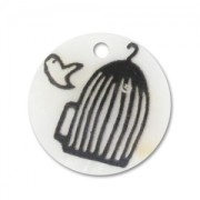 Sequin Nacre imprimé 20 mm Cage à oiseau x1|raw }}