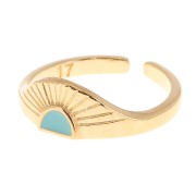 Bague réglable ethnique et résine époxy - Doré à l'or fin - Turquoise x1