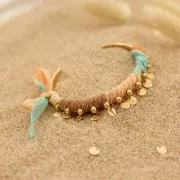 Bracelet jonc avec boules 7.8x155 mm - Doré à l'or fin x1