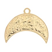 Pendentif demi-lune travaillé motif oeil résine époxy 18x22mm - Doré à l'or fin x1
