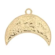 Pendentif demi-lune travaillé motif oeil résine époxy 18x22mm - Doré à l'or fin x1