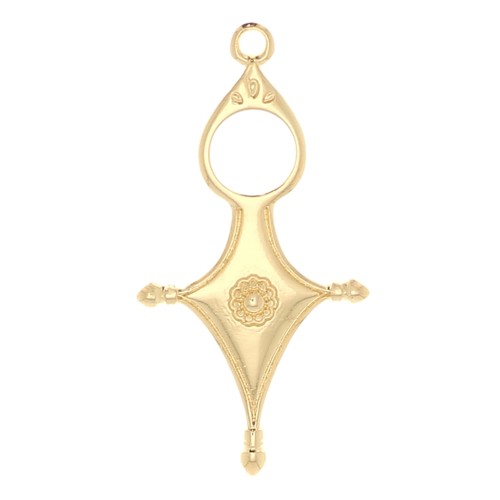 Pendentif ethnique style Touareg 33x17 mm - Doré à l'or fin x1