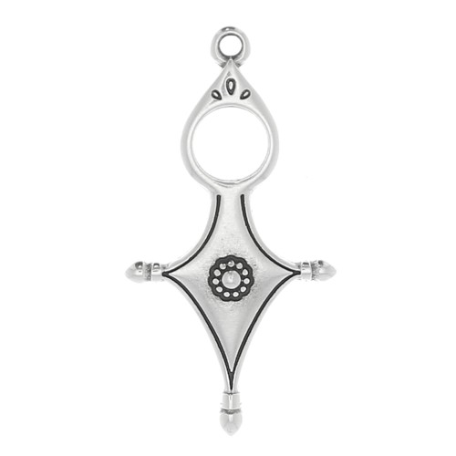 Pendentif ethnique style Touareg 33x17 mm - Placage Argent fin vieilli x1