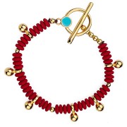 Breloque boule 12x6.5 mm - Doré à l'or fin x1