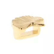 Poussoir Ginkgo 9x8 mm pour lacets 5 mm - Doré à l'or fin x1