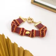 Poussoir Ginkgo 9x8 mm pour lacets 5 mm - Doré à l'or fin x1