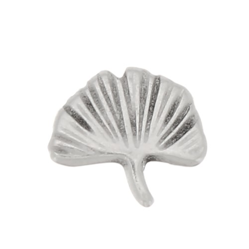 Poussoir Ginkgo 9x8 mm pour lacets 5 mm - Placage Argent fin vieilli x1