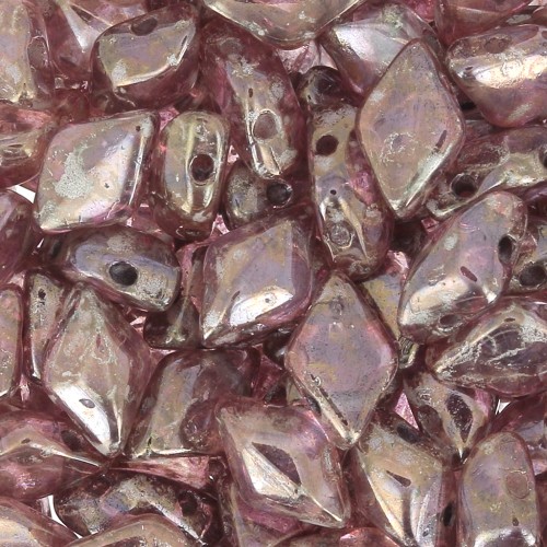 Perles en verre Gemduo 2 trous 8x5 mm - Crystal Gleam Green Glaze x10g