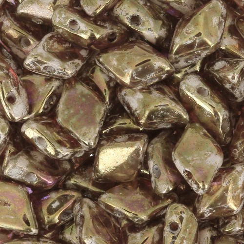 Perles en verre Gemduo 2 trous 8x5 mm - Crystal Gleam Spread Glaze x10g