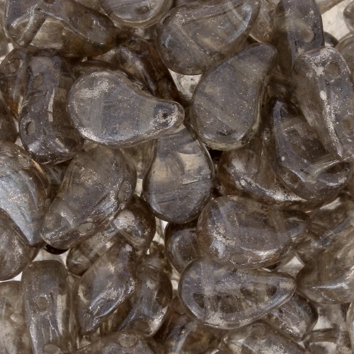 Perles en verre deux trous Paisley Duo 9x5.5 mm - Crystal Gleam White Glaze x10g