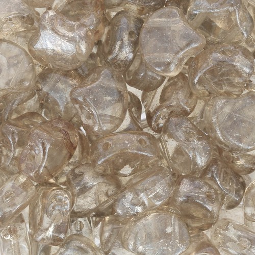 Perles en verre Ginko Duo 2 trous 7.5x7.5 mm - Crystal Gleam Orange Glaze x10g