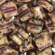 Perles en verre Fixer 2 trous 8x8 mm - Opaque White Dark Travertin x10g