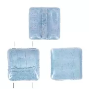 Perles en verre Fixer 2 trous 8x8 mm - Opaque Blue Ceramic Look x10g