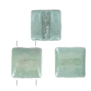 Perles en verre Fixer 2 trous 8x8 mm - Opaque Green Ceramic Look x10g