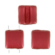 Perles en verre Fixer 2 trous 8x8 mm - Red Metallic Mat x10g