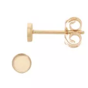 Clous d'oreilles ronds pour cabochon 3 mm - Gold Filled (or laminé) x2