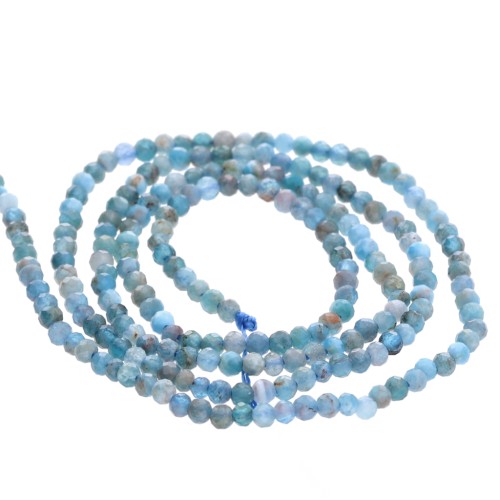 Perles rondes facettées 2 mm pierre gemme - Apatite x37cm