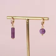 Perles tubes en pierre gemme 15x5 mm - Amethyste x5