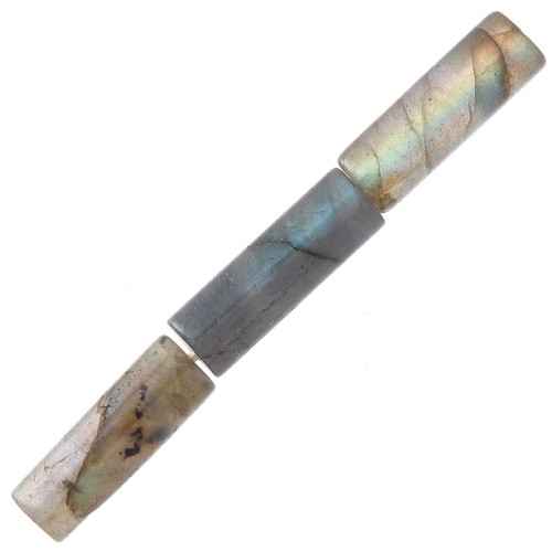 Perles tubes en pierre gemme 15x5 mm - Labradorite x5