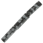 Perles tubes en pierre gemme 15x5 mm - Obsidienne Mouchetée x5|raw }}