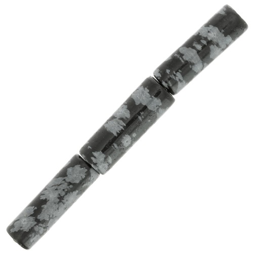 Perles tubes en pierre gemme 15x5 mm - Obsidienne Mouchetée x5