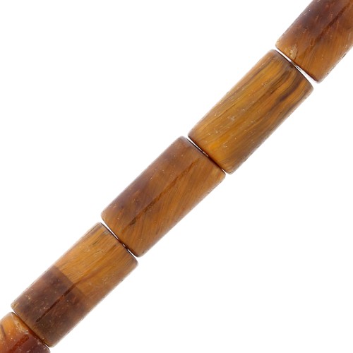 Perles tubes en pierre gemme 10x5 mm - Oeil de tigre x5