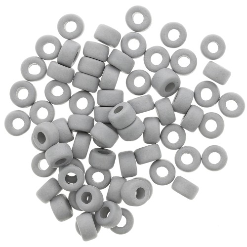 Perles rondelles style Heishi en céramique 9x5.5 mm - Gris mat x20