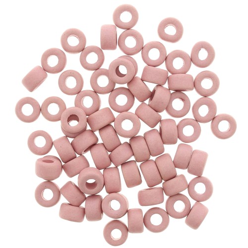 Perles rondelles style Heishi en céramique 9x5.5 mm - Vieux rose mat x20