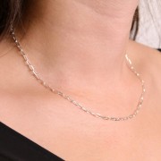 Tour de cou chaîne maille rectangle limée 2.6 mm - Argent 925 x41 cm