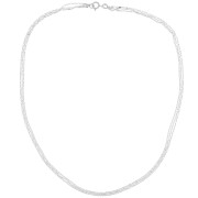 Tour de cou collier triple rang maille forçat perles cubes 1.2mm Argent 925 x42 cm|raw }}