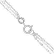 Tour de cou collier triple rang maille forçat perles cubes 1.2mm Argent 925 x42 cm
