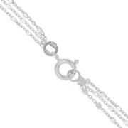 Tour de cou collier triple rang maille forçat perles cubes 1.2mm Argent 925 x42 cm