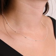 Tour de cou chaîne maille Forçat alternée perles rondes 2.5 mm - Argent 925 x42 cm