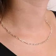 Tour de cou chaîne maille Rectangle limée 3.7 mm - Argent 925 x42 cm