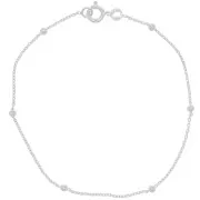 Bracelet maille Forçat alternée perles rondes 2.5 mm - Argent 925 x19cm