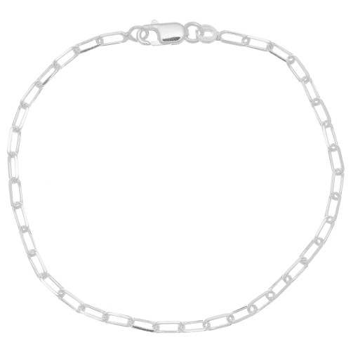 Bracelet maille Rectangle limée 2.7 mm - Argent 925 x19cm