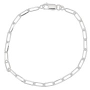 Bracelet maille Rectangle limée 3.7 mm - Argent 925 x19cm