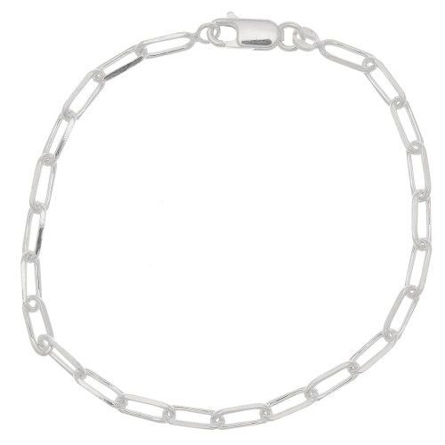 Bracelet maille Rectangle limée 3.7 mm - Argent 925 x19cm