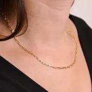 Tour de cou maille rectangle limée 2.7 mm - Plaqué Or 3 microns x42 cm