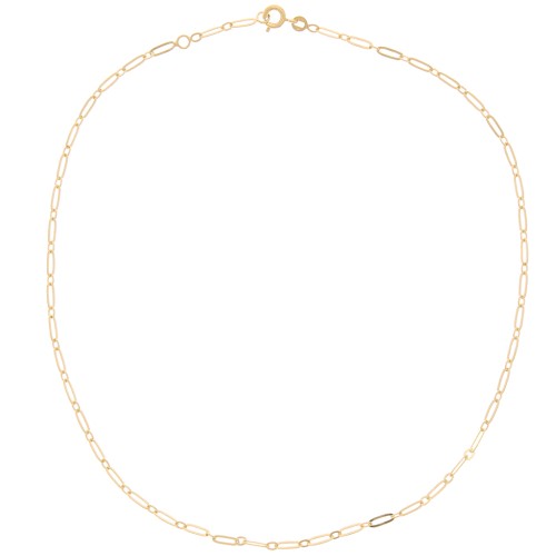 Tour de cou maille rectangle limée fantaisie 2.6 mm - Plaqué Or 3 microns x42 cm