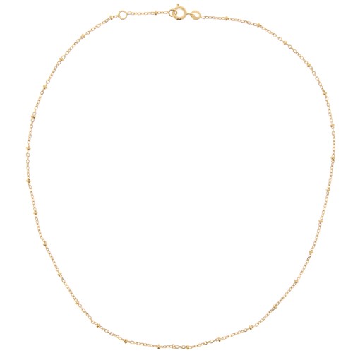 Tour de cou maille forçat limée alternée perles 2.2 mm Plaqué Or 3 microns x42 cm