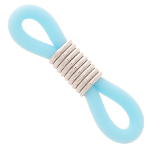 Attaches lunettes avec ressort Bleu Turquoise/argenté x4