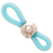 Attaches lunettes avec perle ronde  Bleu Turquoise/Argenté x4