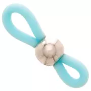 Attaches lunettes avec perle ronde  Bleu Turquoise/Argenté x4