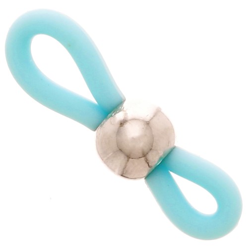Attaches lunettes avec perle ronde  Bleu Turquoise/Argenté x4