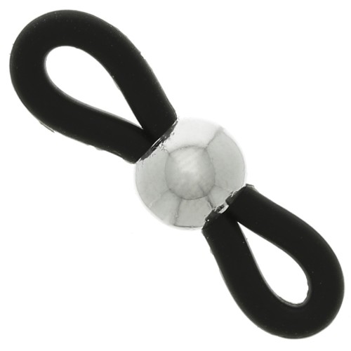 Attaches lunettes avec perle ronde  Noir/Argenté x4