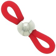 Attaches lunettes avec perle ronde Rouge/Argenté x4