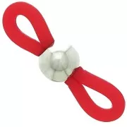 Attaches lunettes avec perle ronde Rouge/Argenté x4