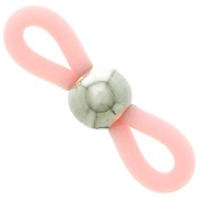 Attaches lunettes avec perle ronde Rose/Argenté x4|raw }}